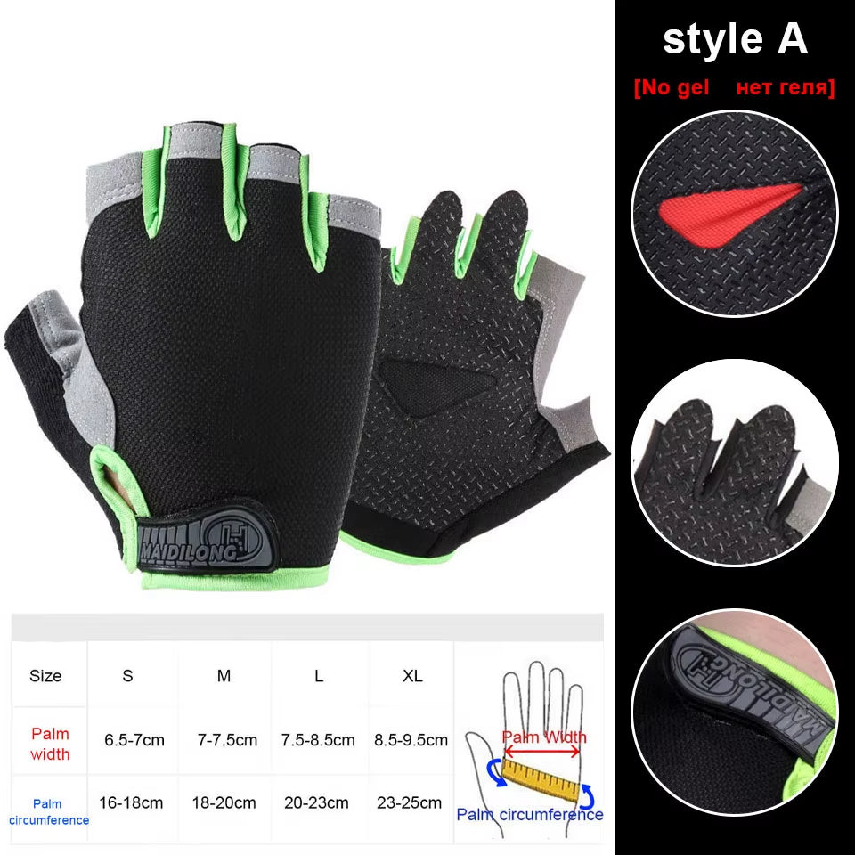 Silicone Anti-Slip Anti-Sweat Cycling Gloves Men Women Half Finger Gloves Breathable Anti-Shock Sports Bike Bicycle Glove D40