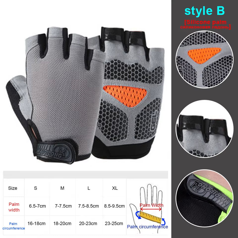 Silicone Anti-Slip Anti-Sweat Cycling Gloves Men Women Half Finger Gloves Breathable Anti-Shock Sports Bike Bicycle Glove D40
