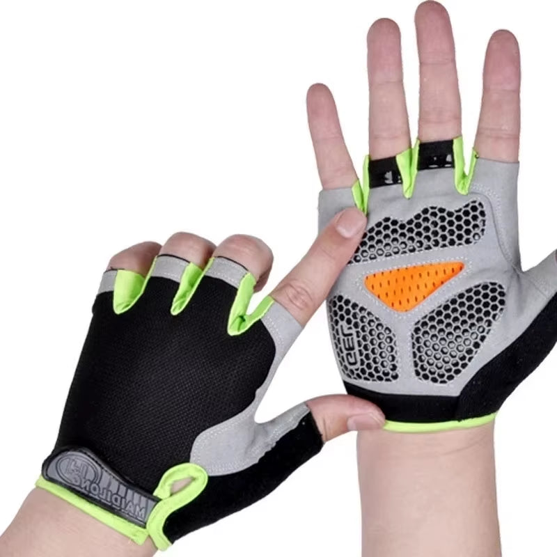 Silicone Anti-Slip Anti-Sweat Cycling Gloves Men Women Half Finger Gloves Breathable Anti-Shock Sports Bike Bicycle Glove D40