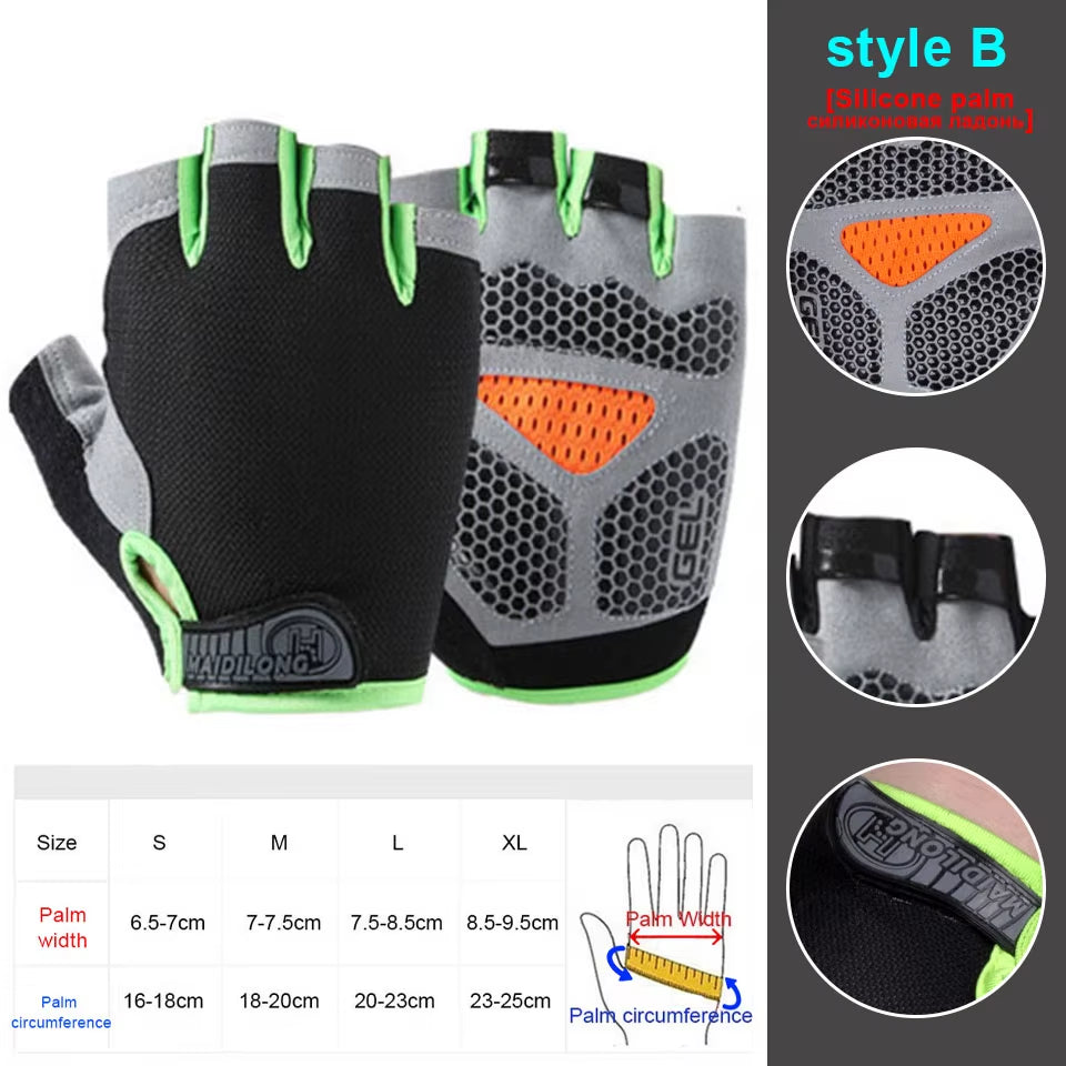 Silicone Anti-Slip Anti-Sweat Cycling Gloves Men Women Half Finger Gloves Breathable Anti-Shock Sports Bike Bicycle Glove D40