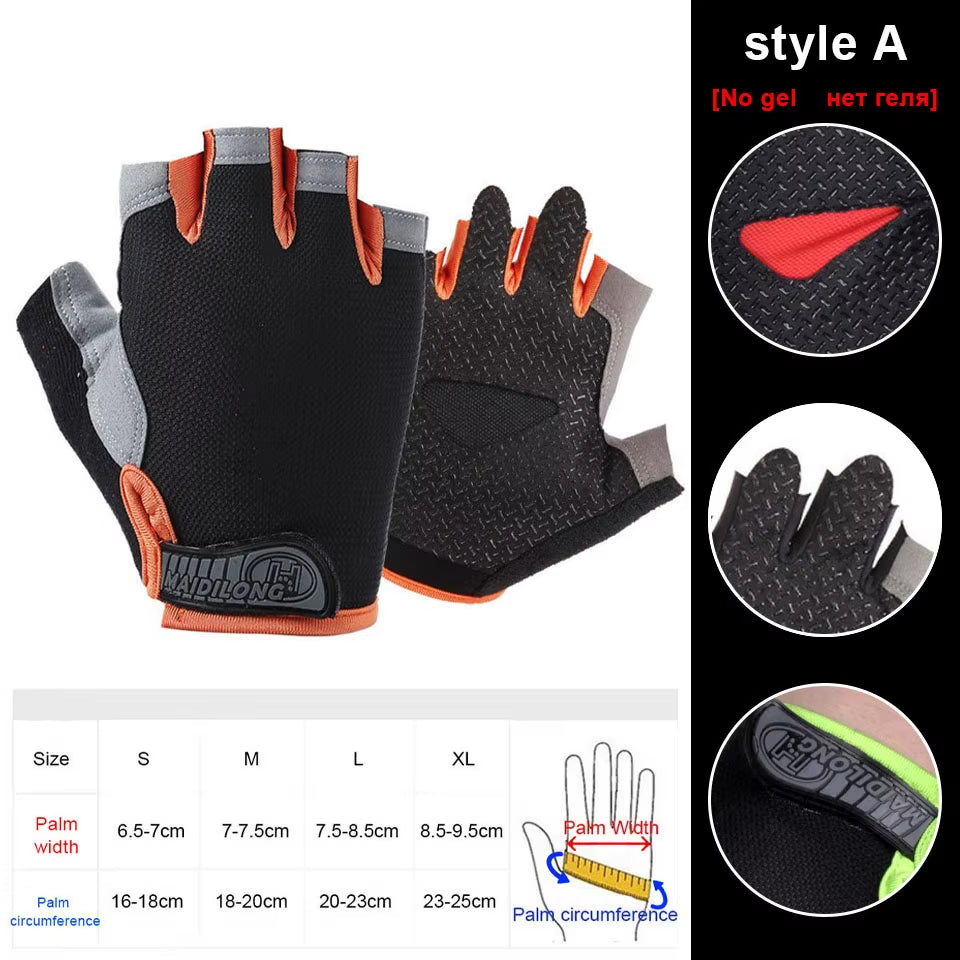 Silicone Anti-Slip Anti-Sweat Cycling Gloves Men Women Half Finger Gloves Breathable Anti-Shock Sports Bike Bicycle Glove D40
