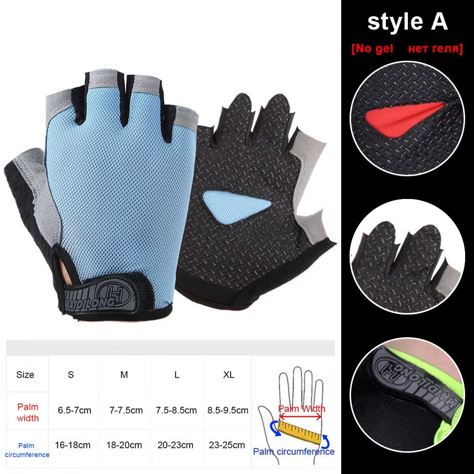 Silicone Anti-Slip Anti-Sweat Cycling Gloves Men Women Half Finger Gloves Breathable Anti-Shock Sports Bike Bicycle Glove D40
