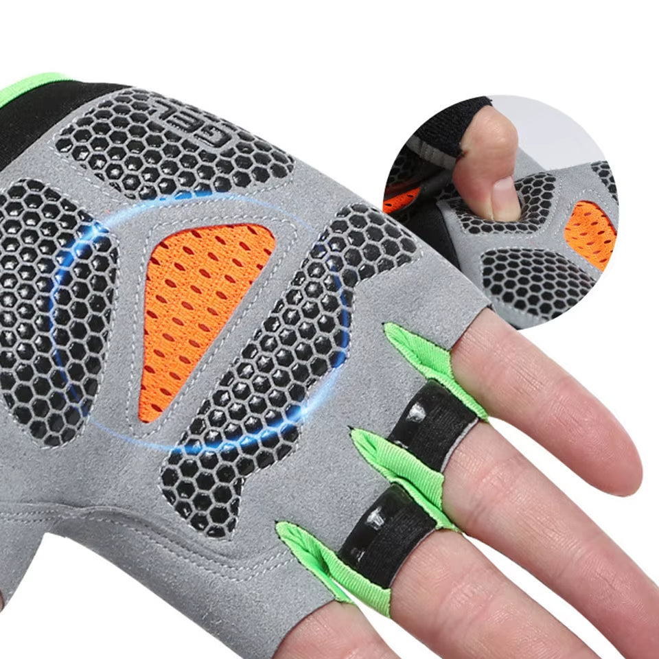 Silicone Anti-Slip Anti-Sweat Cycling Gloves Men Women Half Finger Gloves Breathable Anti-Shock Sports Bike Bicycle Glove D40