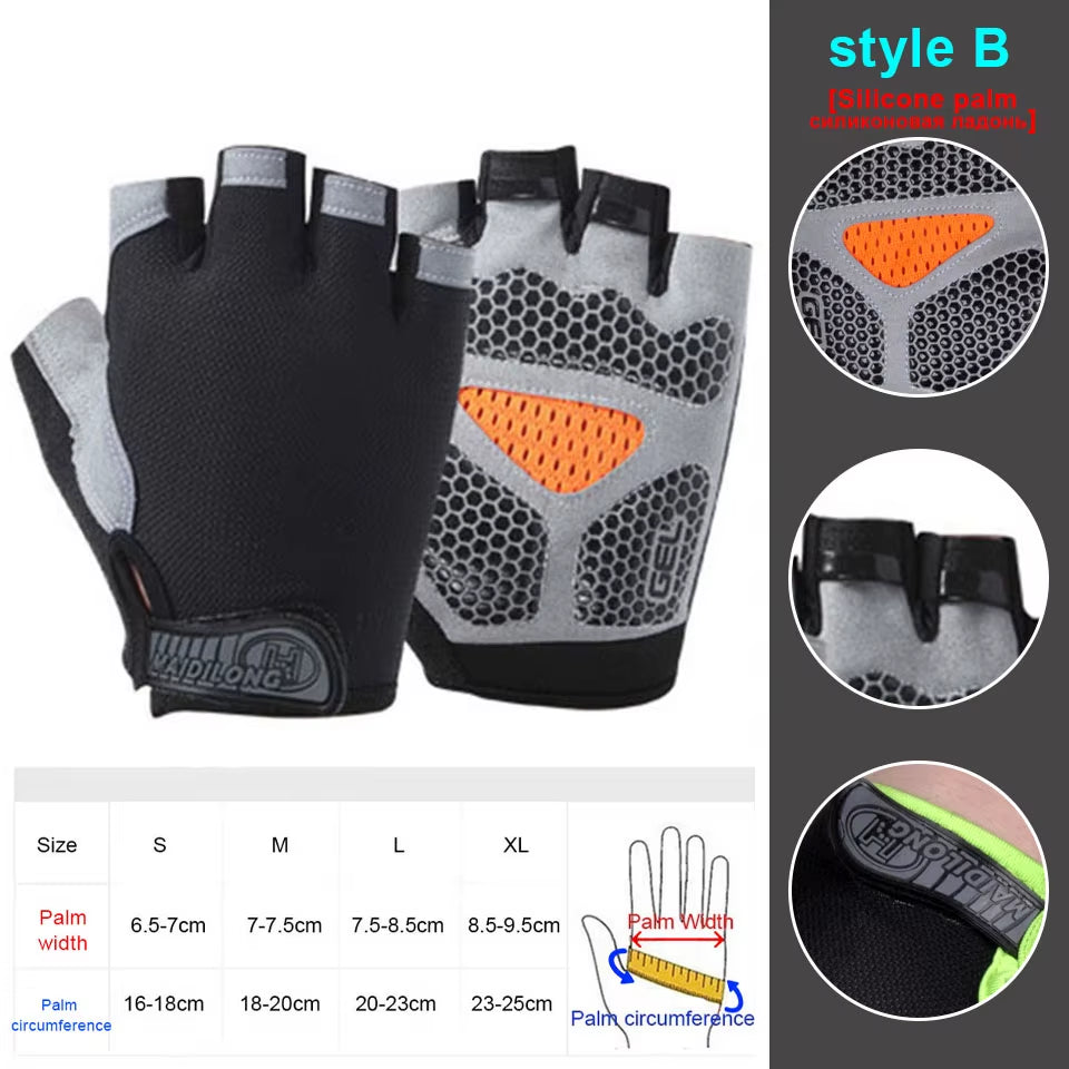 Silicone Anti-Slip Anti-Sweat Cycling Gloves Men Women Half Finger Gloves Breathable Anti-Shock Sports Bike Bicycle Glove D40