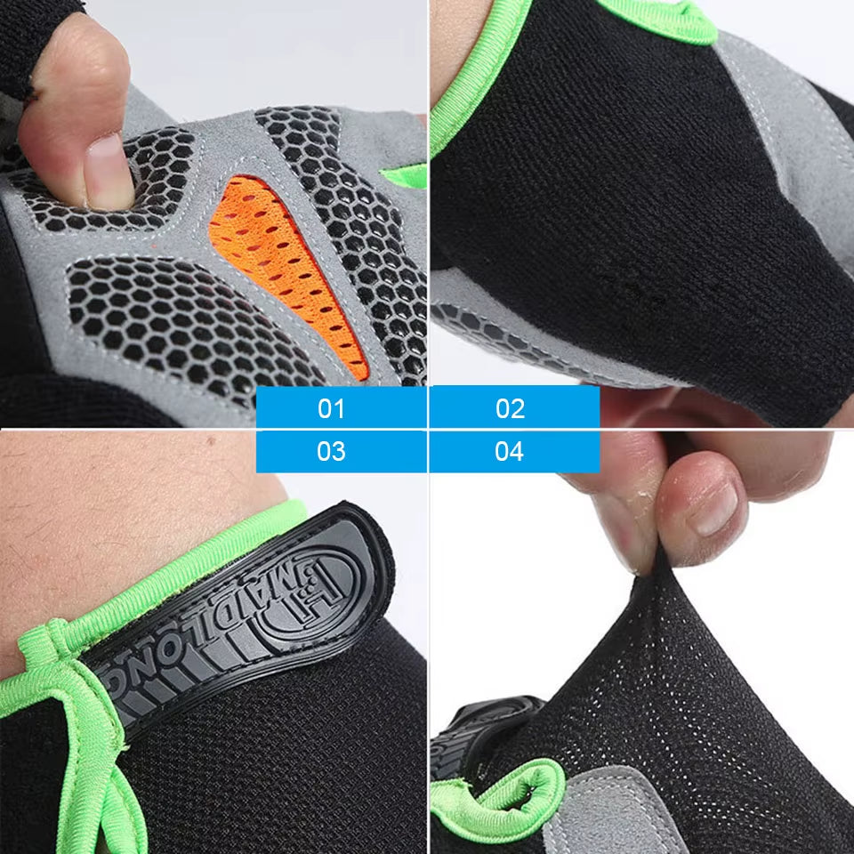 Silicone Anti-Slip Anti-Sweat Cycling Gloves Men Women Half Finger Gloves Breathable Anti-Shock Sports Bike Bicycle Glove D40