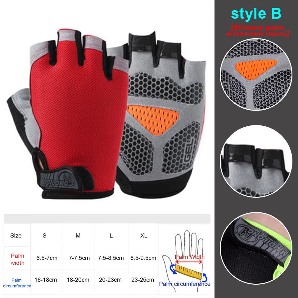 Silicone Anti-Slip Anti-Sweat Cycling Gloves Men Women Half Finger Gloves Breathable Anti-Shock Sports Bike Bicycle Glove D40