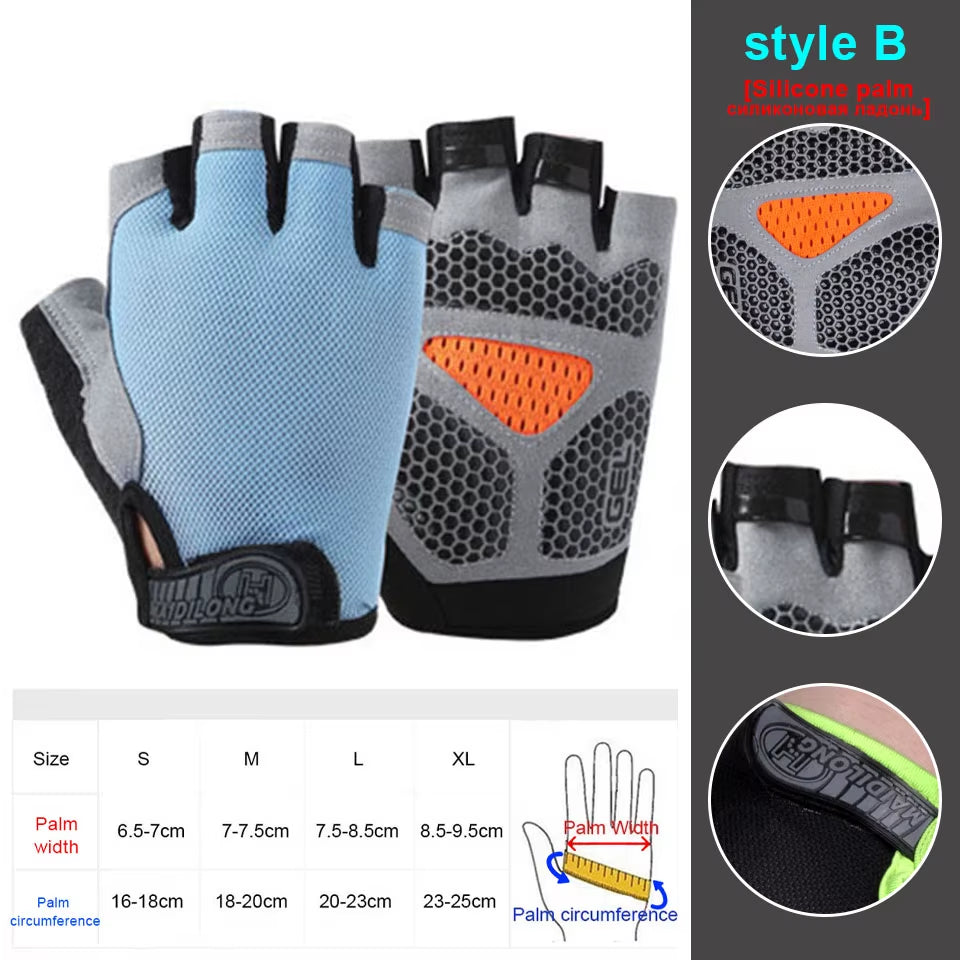 Silicone Anti-Slip Anti-Sweat Cycling Gloves Men Women Half Finger Gloves Breathable Anti-Shock Sports Bike Bicycle Glove D40