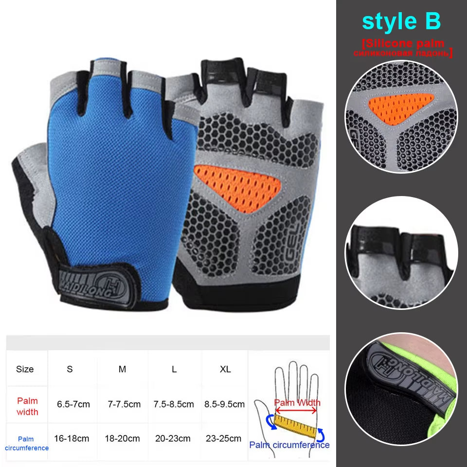 Silicone Anti-Slip Anti-Sweat Cycling Gloves Men Women Half Finger Gloves Breathable Anti-Shock Sports Bike Bicycle Glove D40