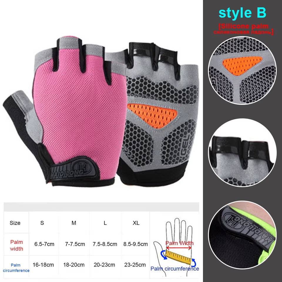 Silicone Anti-Slip Anti-Sweat Cycling Gloves Men Women Half Finger Gloves Breathable Anti-Shock Sports Bike Bicycle Glove D40